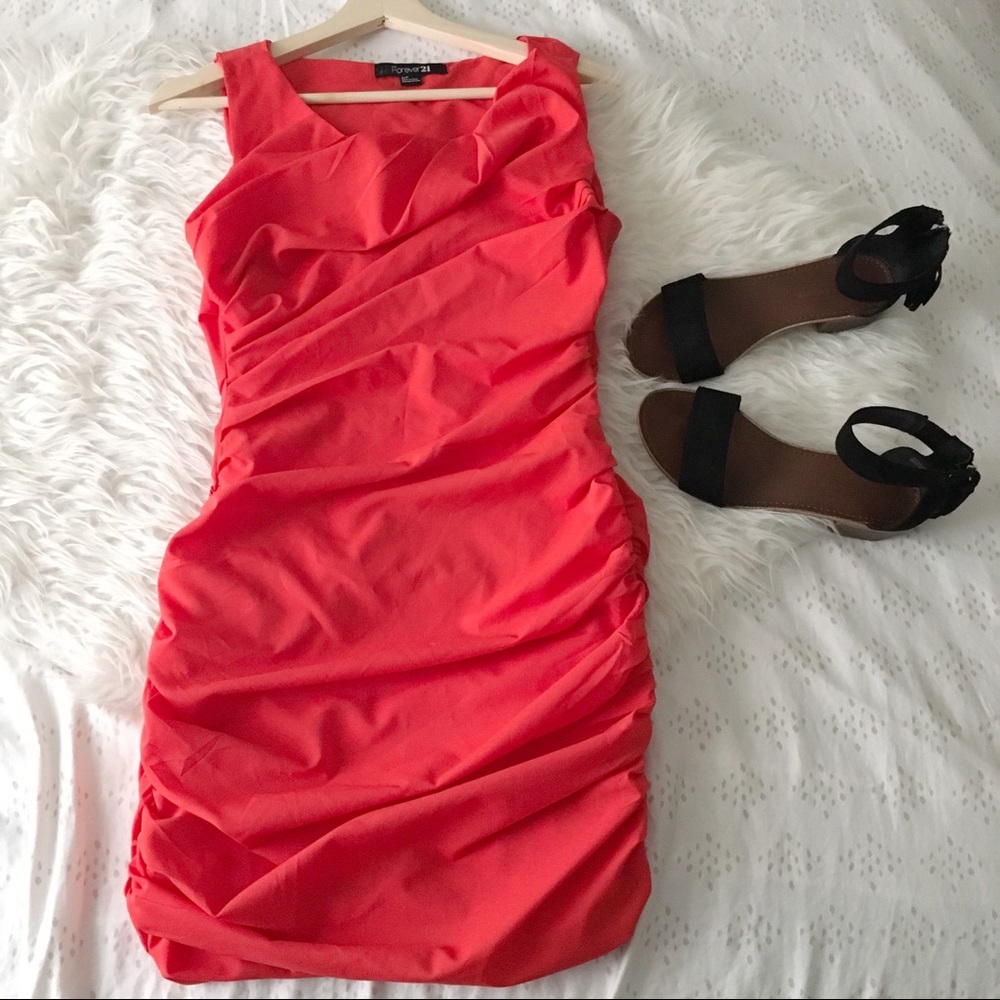 Romantic Red Ruched Dress (Price Firm No O…
